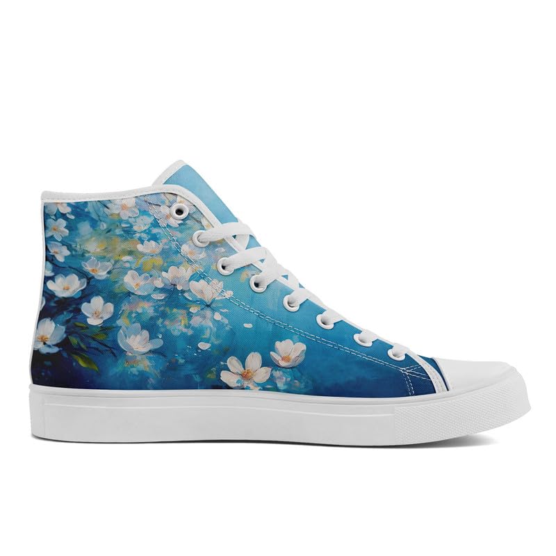 Unisex Fashion High Top Canvas Sneakers Lace-Up Floral Casual Shoes Breathable Walking Tennis Shoes Spring Summer Wear2