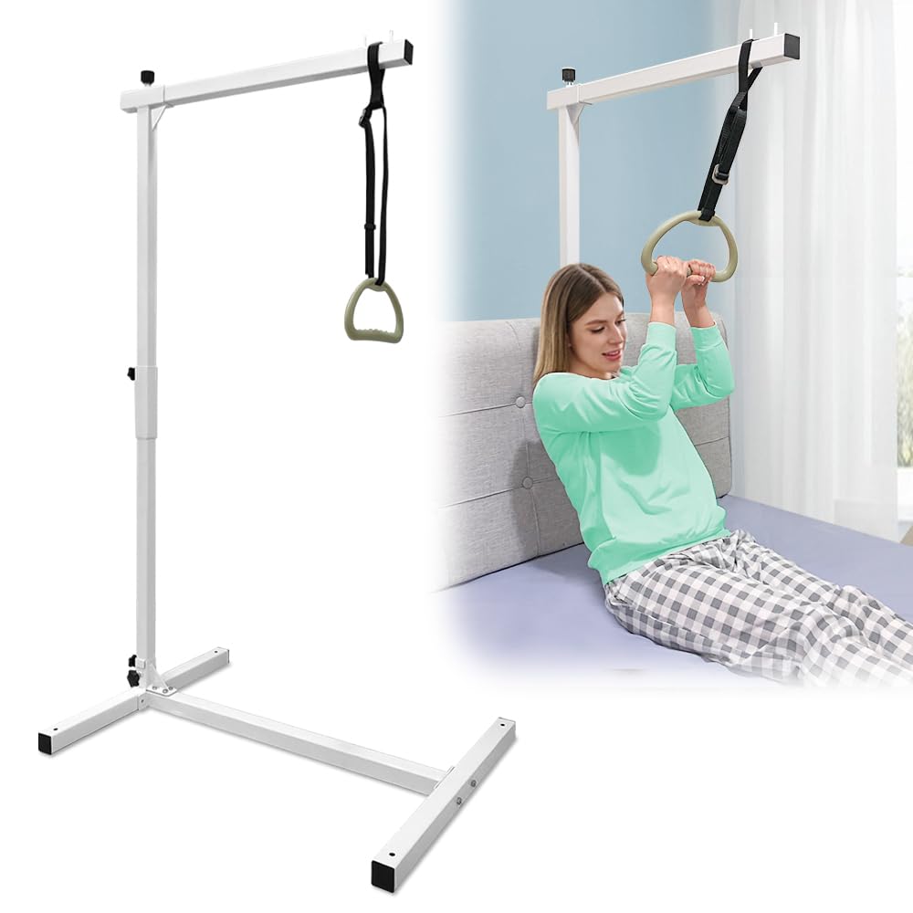Mybow Trapeze Bar for Hospital Bed, Free Standing Trapeze Swing Bar for Elderly Bed Pull Up, Medical Assist Handle with Floor Stand for Disabled,