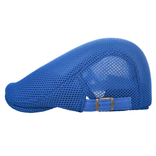 Image of VOBOOM Men Breathable Mesh Summer Hat Adjustable Newsboy Beret Ivy Cabbie Flat Cap