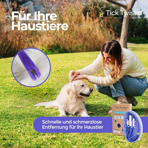 Tick Twister 3 Zeckenhaken für Hunde, Katzen und Menschen – Zeckenzange 3er Set mit Aufbewahrungsbox Sicheres Entfernen ohne Schmerzen – Ideal für Outdoor-Aktivitäten (Lila, 1er-Set)