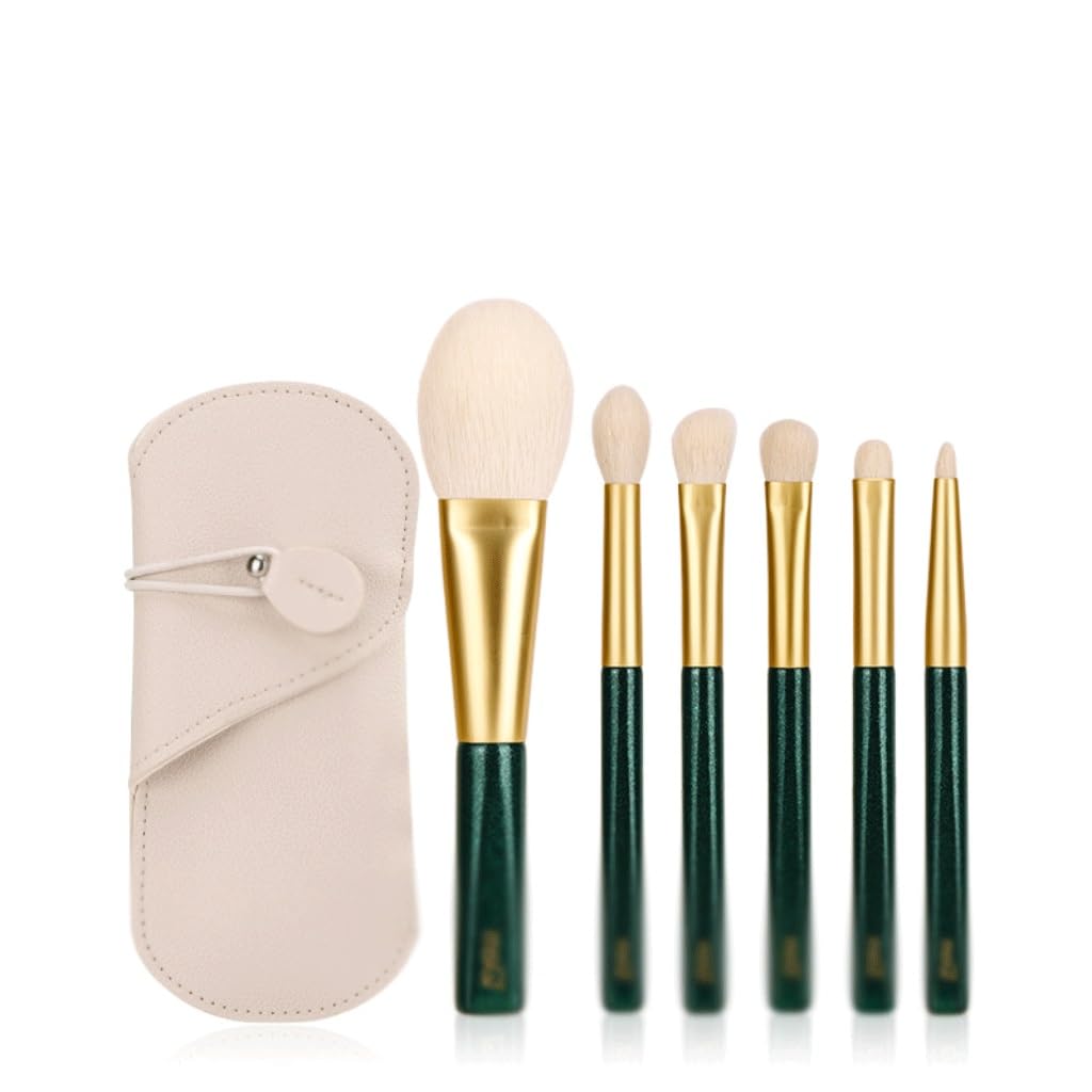 Juego De 6 Brochas De Maquillaje, Brocha For Sombra De Ojos En Polvo, Mango Corto Portátil De Lana Afilada Y Ligera Delicada