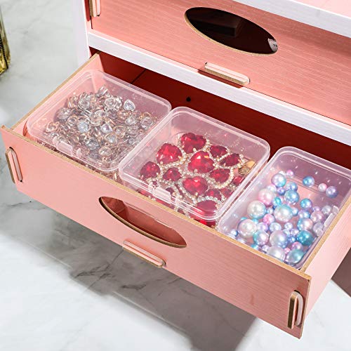 Image of Jetec 18 Pieces Mini Plastic Clear Beads Storage Containers Box for Collecting Small Items, Beads, Jewelry, Business Cards, Game Pieces, Crafts (2.13 x 2.13 x 0.79 Inch)