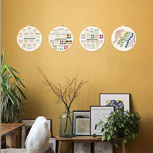 Image of INFUNLY 4 Set Stitches Embroidery Kit for Adults Elephant Cross Stitch Kits for Beginners Stamped Embroidery Kit with Instructions, 2 Embroidery Hoops, Needles, Threads for DIY Craft