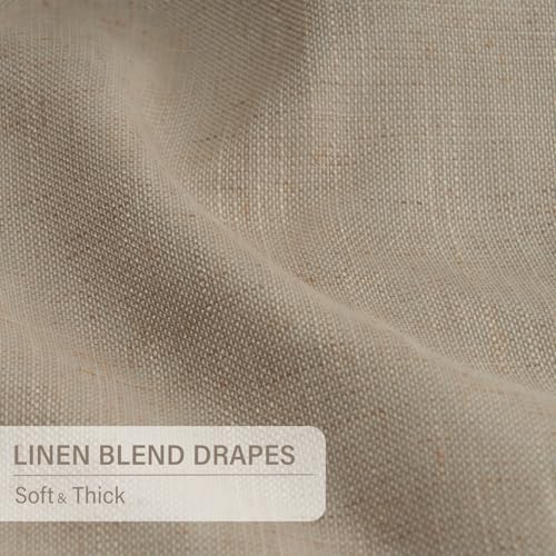 Pinch Pleated Blackout Curtains 120 Inch Long, Linen Blend, 100% Blackout Drapes with 20 Hooks, Ideal for Bedroom and Living Room, 40" W x 120" L (Pack of 2), Grey Beige