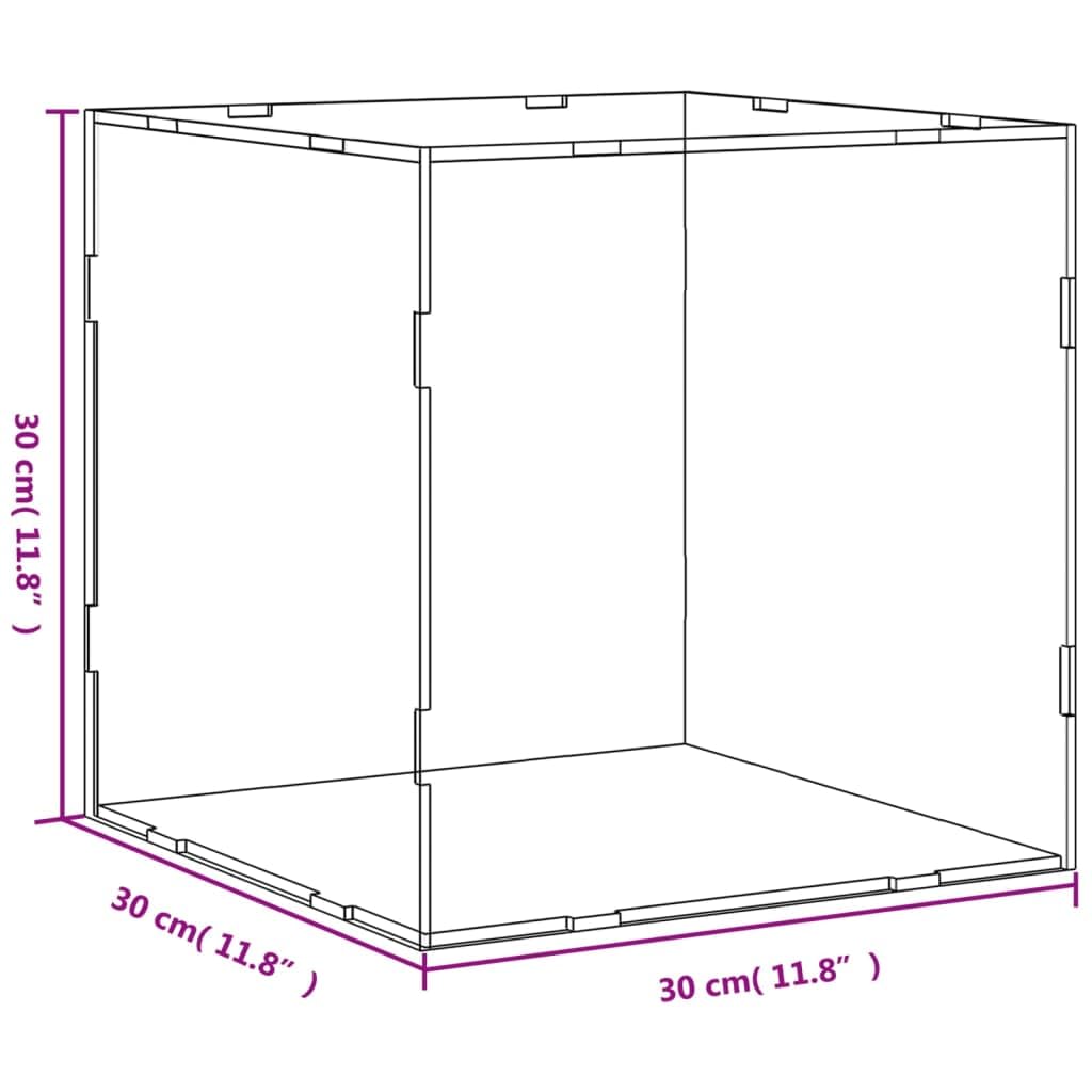 Acryl Vitrine 30x30x30 cm Staubschutz Box für Sammelfiguren Modelle Spielzeug und Souvenirs Transparente Präsentationsbox mit 3mm Acrylglas