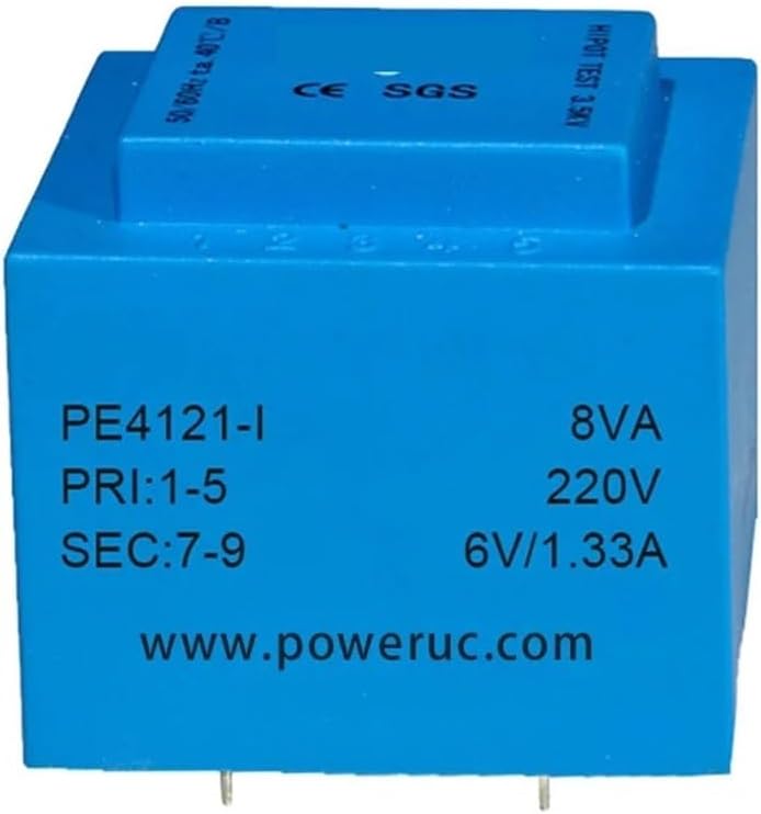 PE4121-I Power 8VA Input 380V Output 6V/7.5V/9V/12V/15V/18V/24V Vaccum Epoxy Encapsulated PCB Welding Isolation Transformer(8VA 380V 15V)