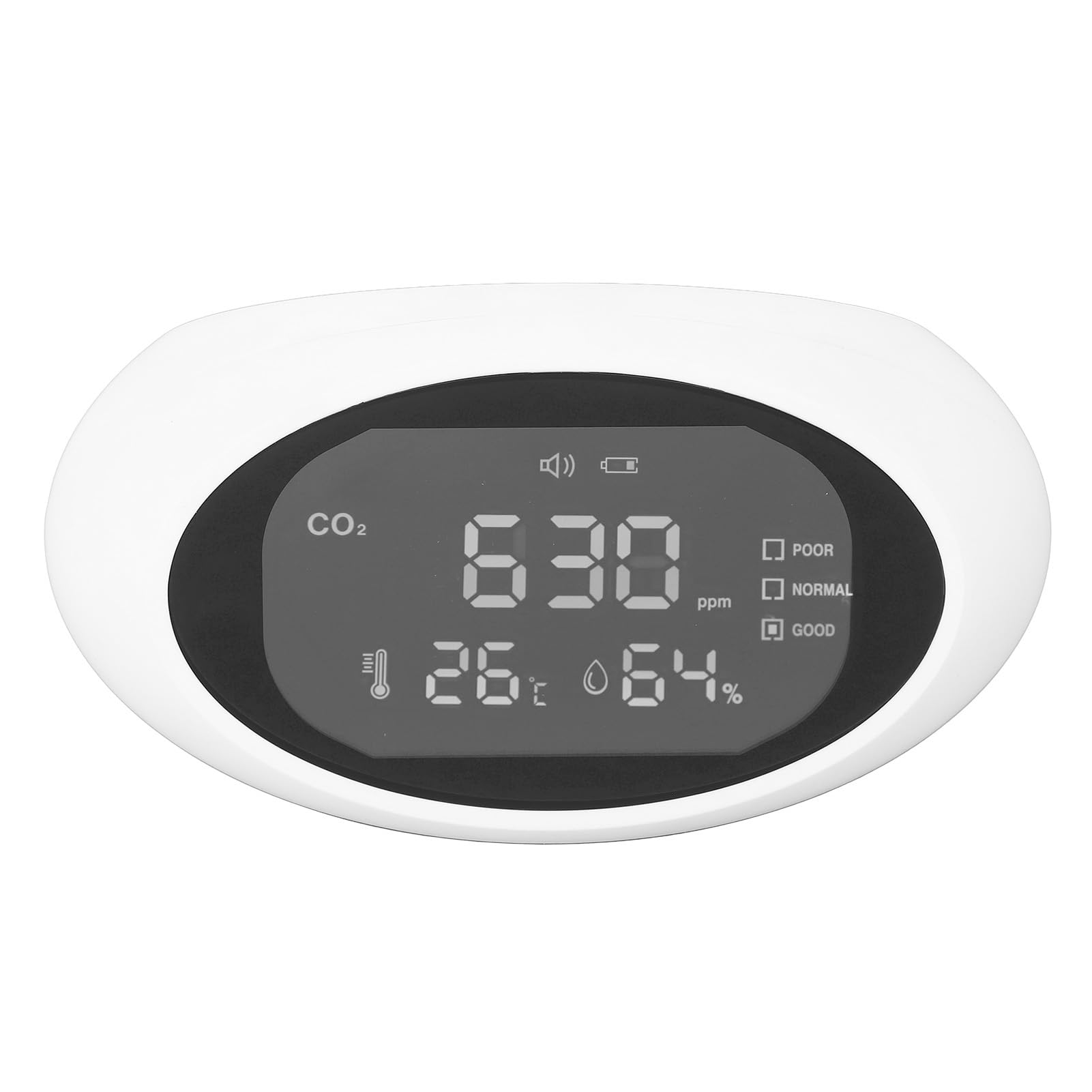 Detector de CO2 Recargable de Alta Precisión, Medidor de Calidad del Aire con Pantalla LCD para Viajes en Casa, Oficina y Aula