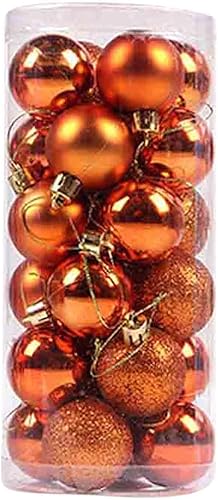 24 adornos de bola de Navidad, mini esferas de Navidad de plástico inastillables con cuerda para colgar, juego de bolas decorativas empaquetadas en