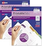 Avery 16283 Printable Plastic Tabs with Repositionable Adhesive, 1 3/4, Assorted (Pack of 160)