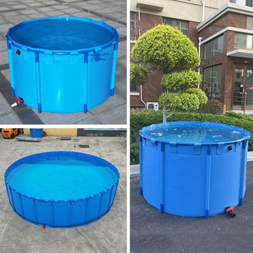 Estanque de peces portátil para jardín, tanque circular elevado de fácil montaje 4