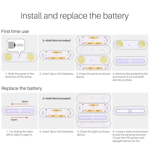 star-spangled 3 pack 7 motion sensor lights indoor battery operated stick on led light for closet stairs under cabinet cool white