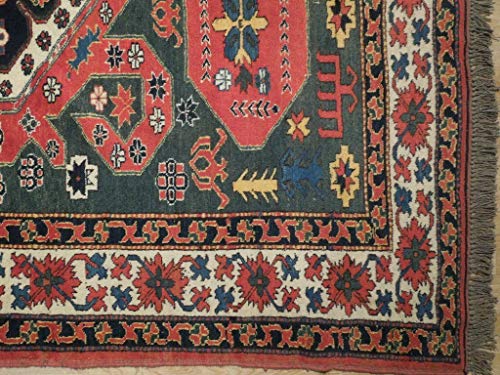 Green 6X7 Wool On Wool Kazak Handmade Area Rug #TOP4