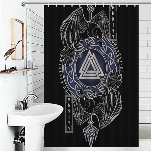 Rideau de douche Viking en polyester imperméable pour salle de bain 122x183cm