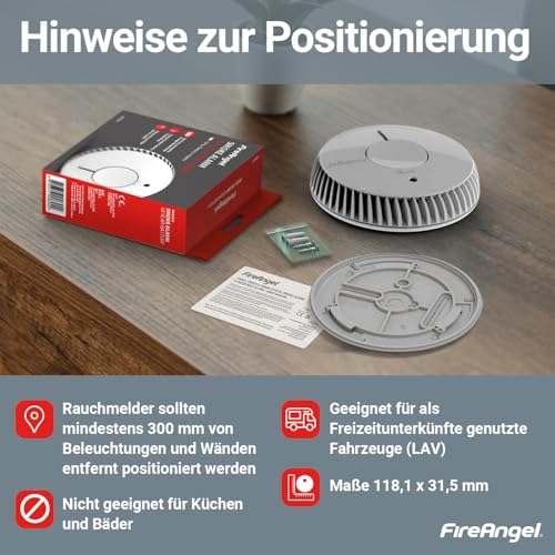 FireAngel FA6120 Rauchmelder mit 10-Jahres-Batterie, Feuermelder, Q-Label – Ansicht 6