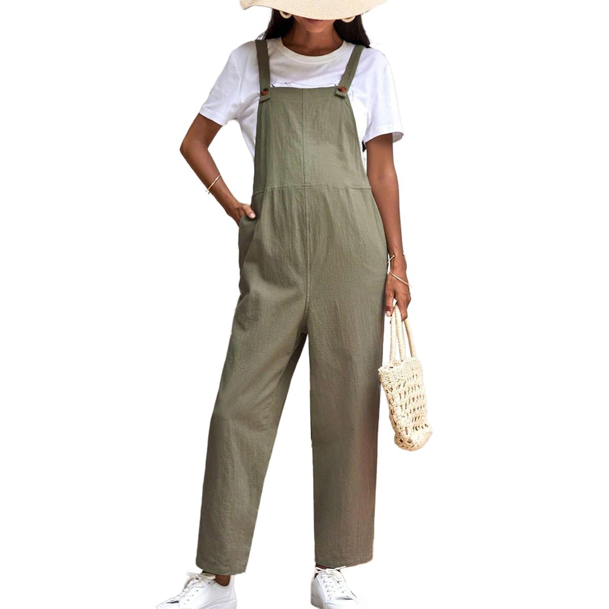 Tuta premaman in vita regolabile pantaloni salopette casual in cotone allentato