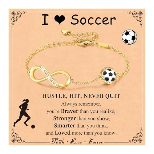 Baseball/Softball/Football/Soccer/Basketball/Tennis/Volleyball Infinity Bracelets for Girls Women,14K Gold Plated Sport Accessories Birthday Christmas Jewelry Gifts for Women Mom Girls