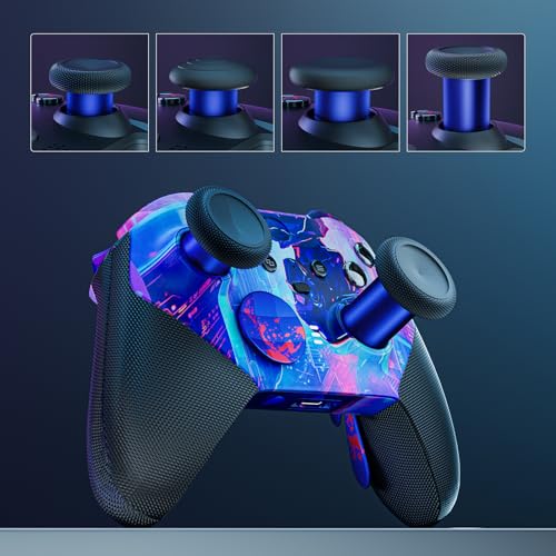 Image of 14-in-1 Controller Accessories Kit Compatible with Xbox Elite Series 2, 6 Premium Metal Thumbsticks, Swap Joysticks, 4 Interchangeable Paddles, 2 D-Pads, 1 Tool & 1 Storage Bag (Blue+Red)