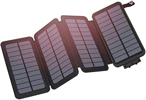 Hiluckey Solar Charger Power Bank 25000mAh USB C Fast Charging Portable Phone Charger with 4 Solar Panels & 3 USB Outputs for iPhone Samsung Tablet