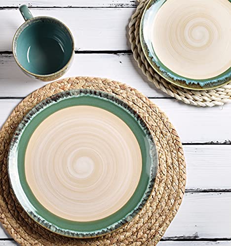 Bosmarlin Stoneware Dinner Plates, 8.5 Inches, Set Of 4 For Salad, Pasta, Dessert, Microwave And Dishwasher Safe (Green, 8.5 In) #TOP3