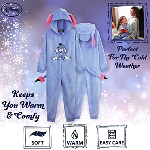 Disney Stitch Onesie for Kids Fleece Pyjamas Lounge Wear Eeyore Minnie Mouse Stitch Gifts (7-8 Years, Blue Eeyore) - Image 4