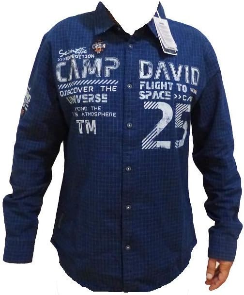 Camp David Space Flight II Indigo Check Shirt Regular Fit CCB-1908-5016 - Blue - Medium