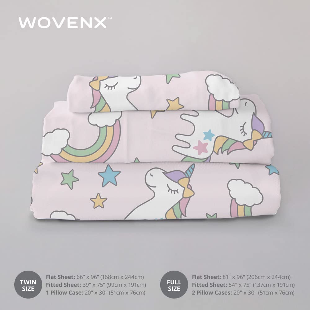 Juego de sábanas de bambú orgánico para niños con certificación Oeko-Tex, individual, matrimonial, para niños, sábana de bambú refrescante, unicornio, dinosaurio (matrimonial, unicornio)