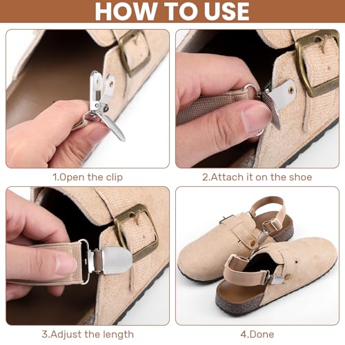 5 Pairs Elastic Shoe Straps Adjustable Sandal Heel Strap Anti-Loose Shoe Ankle Belt for Clogs Mule Footbed Cork Platform Slipper Suede Leather Mules Potato Boot Sandals4