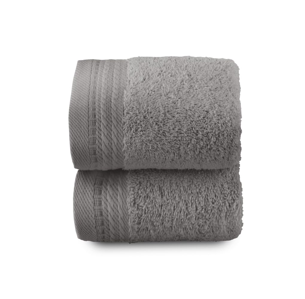 Top Towel - Premium - Large Bath Towels - Bath Towels - 2 Face Towels or Bidet -30x50cm - 100% Cotton - 600g - Grey