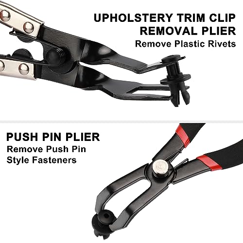 Image of Mayouko 3PCS Body Clip Removal Pliers Set, Including 30 Degree and 80 Degree Push Pin Pliers, 1PC Upholstery Trim Clip Removal Plier Panel Clip Pliers, Removal Tool Pliers for Car Door Panel for Honda