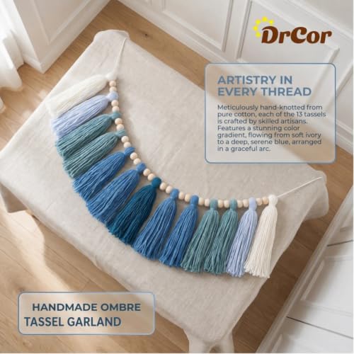 Image of DrCor Boho Tassel Garland - Sage Green Ombre Mint Wall Decor