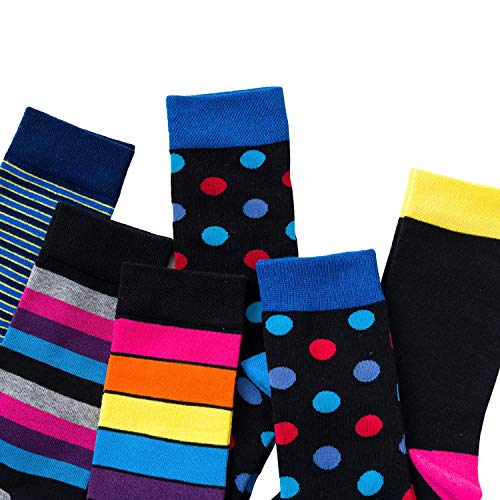 Mens Dress Socks Cotton Colorful Striped Patterned Socks for Men Women Solid Lightweight Breathable 6 Pack3