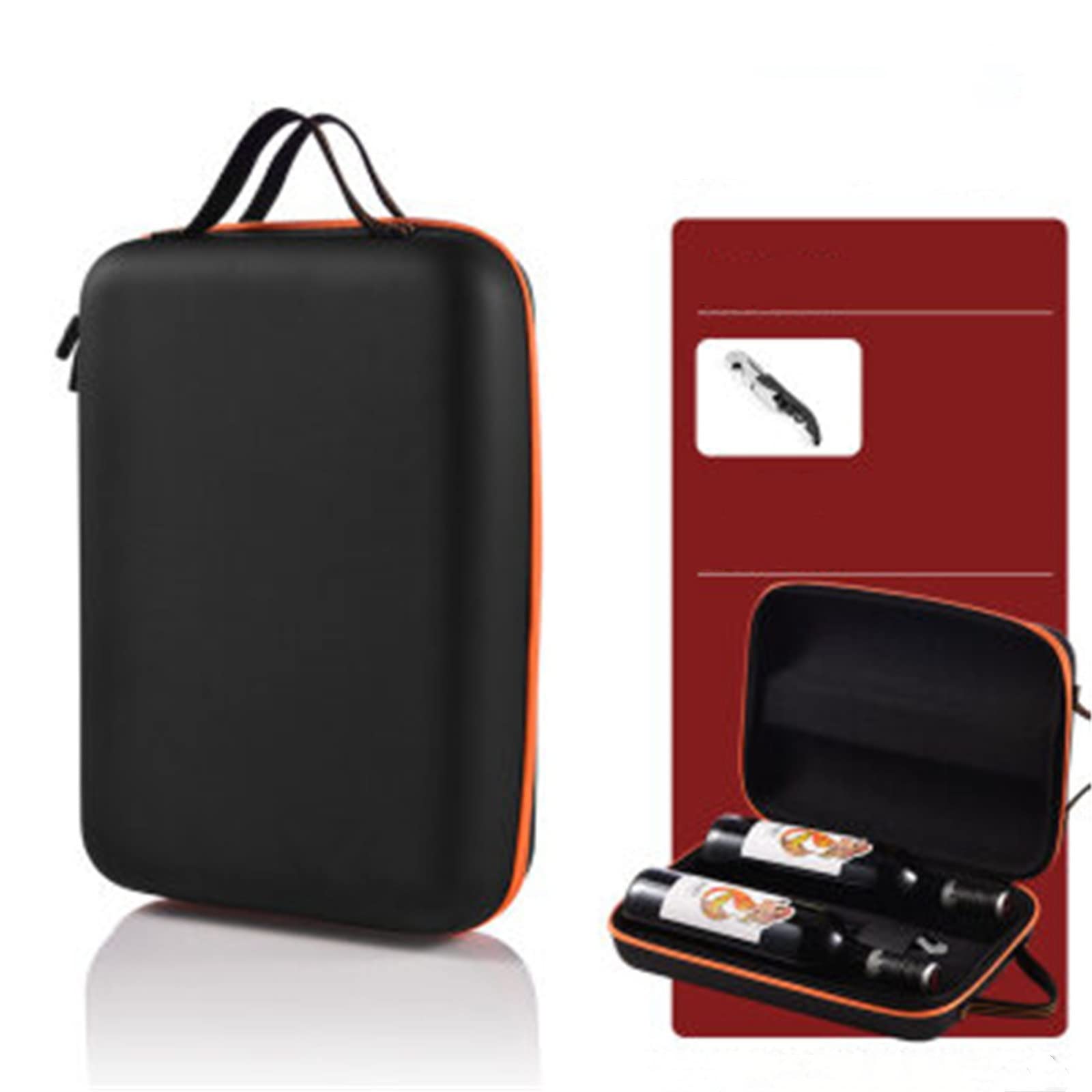 Boîte à vin Double boîte en Cuir Sac décontracté pour Home Bar Decor(Schwarz)