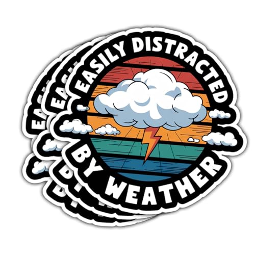 3Pcs Easily Distracted by Weather Sticker Motivational Meteorologist Gift Forecaster Sticker Easily Distracted by Weather Stickers Meteorology Car Decal for Laptop Bottle Toolbox Case (D1 3)