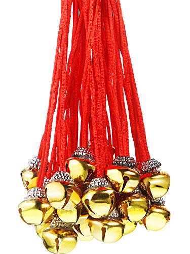 60 Packs Christmas Bell Necklace Large Colorful Christmas Bell Necklace for Women Boys and Girls (Gold)