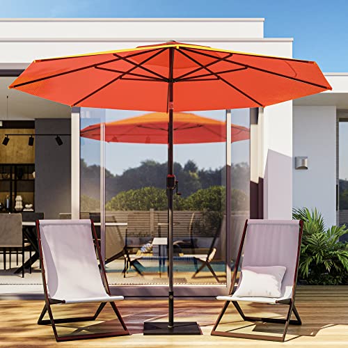 Belleze 9 Ft Outdoor Patio Table Umbrella, Sunproof Beach Umbrella With Push Button Tilt And Crank, 8 Sturdy Ribs Market Umbrella For Patio Furniture Set, Garden, Deck, Backyard - Orange #TOP5