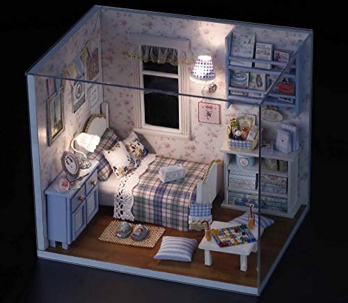 QLKJ DIY Haus Modell Holzpuppe Haus Handgefertigte Miniatur Bausatz-Sunshine üBerlauf Modell MöBel – Bild 6