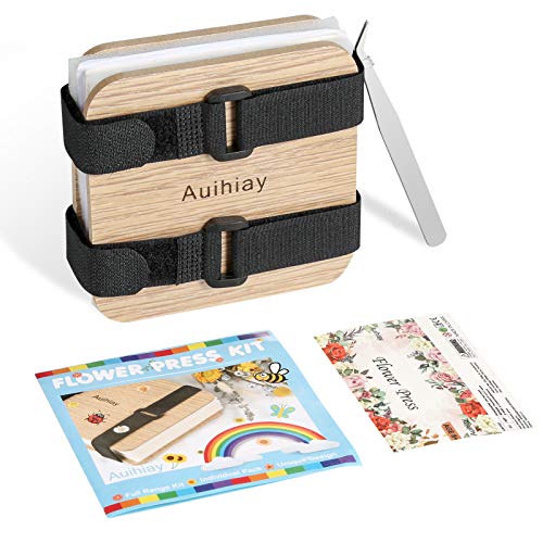 Auihiay Mini Flower Press Kit 4 X 4 Inch 3 Layers Leaf Pressing Include Instructions for Kids and Adults Handicrafts DIY Dried Pressed Flowers Resin Jewelry Pendant Crafts