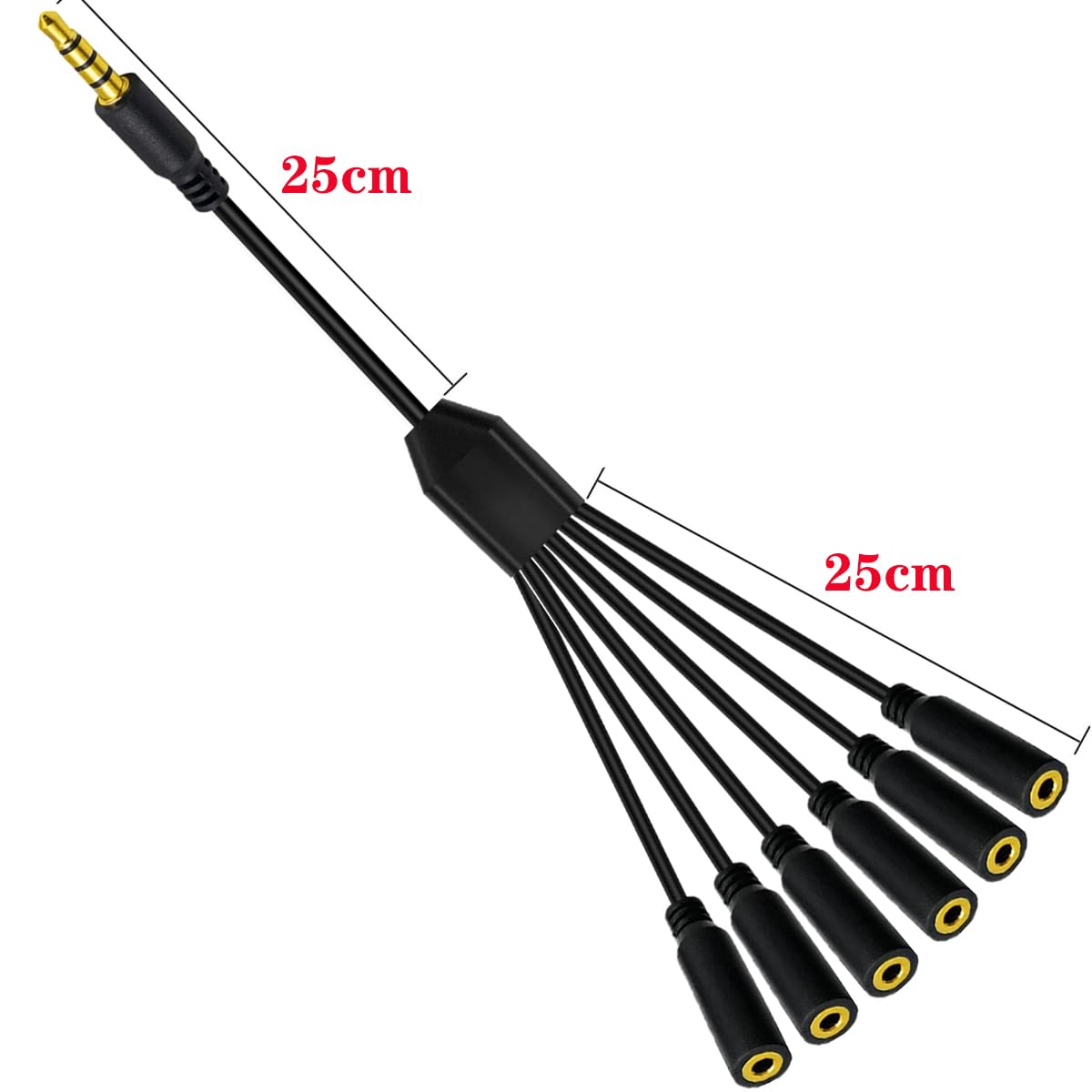3,5 mm Kopfhörer-Y-Splitter-Audiokabel, 4-polig, 1 auf 6-Wege, 3,5 mm TRRS AUX-Stereo-Klinkenstecker, 1 Stecker auf 6 Buchsen, Adapterkabel für Kopfhörer, Headset, Laptop, Telefon (50 cm) (6