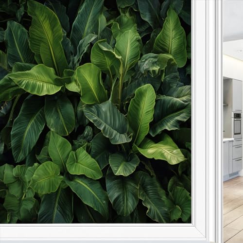Vinilo Decorativo para Ventanas Hoja Tropical Verde 17.7x23.6 pulg miniatura 3