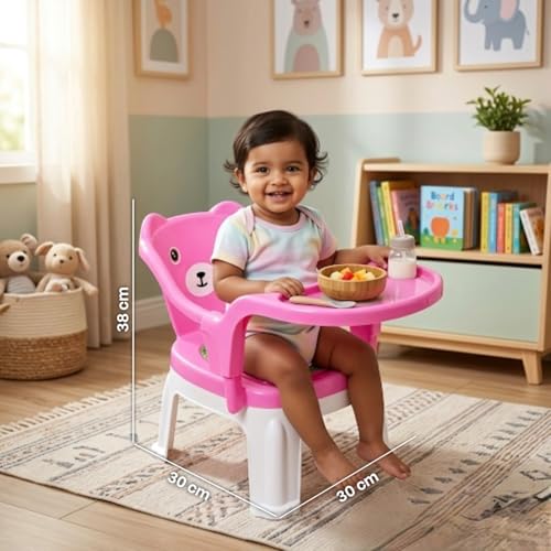 Image of MY LITTLE TOWN Kids Feeding Chair| Musical Chu Chu Chair| Baby Chair| 4-36 Months| Baby Chair| Portable| Booster seat (Pink)