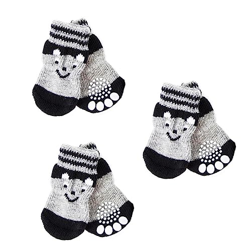 GRIRIW 3Pairs Slip Dog Socks for Small Dogs Indoor Paw Protection Boots Durable Footwear for Pets Prevents Hardwood Floors Adorable Design for Daily Use