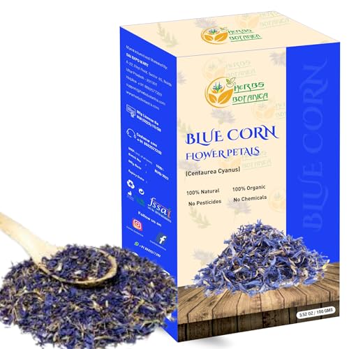 Herbs Botanica Blue Cornflower Petal Dried 100% Natural Edible Dried Flowers for Tea, Baking, Cooking, Decorations & Herbal Blends Loose-Leaf Blue Flower Petals – 3.5 oz
