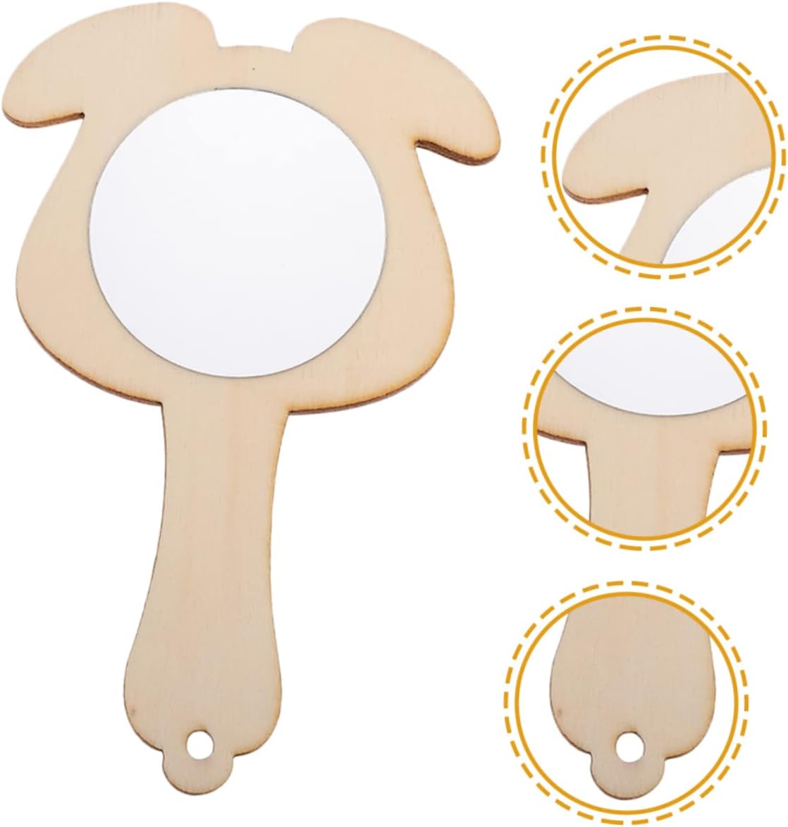 10pcs Small Wooden Mirrors for Boys and Girls DIY Crafts Unfinished Hand Mirrors Lightweight Makeup Accessories for Home and Play