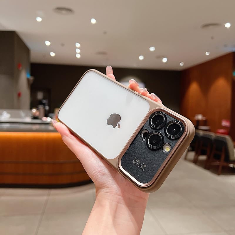 Image of LuxuryKase Shockproof Clear Case for iPhone 14 Pro Max | Camera Lens Protection | Slim Transparent Soft TPU Bumper | Anti-Yellow | Flexible Scratch Resistant Protective Cover - Desert Gold