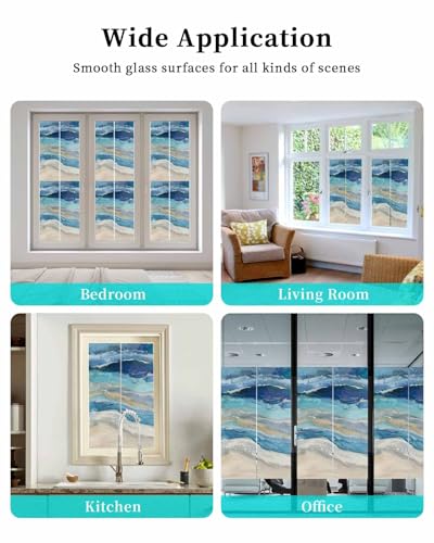Window Privacy Film Abstract Ocean Wave Stained Glass miniatura 6