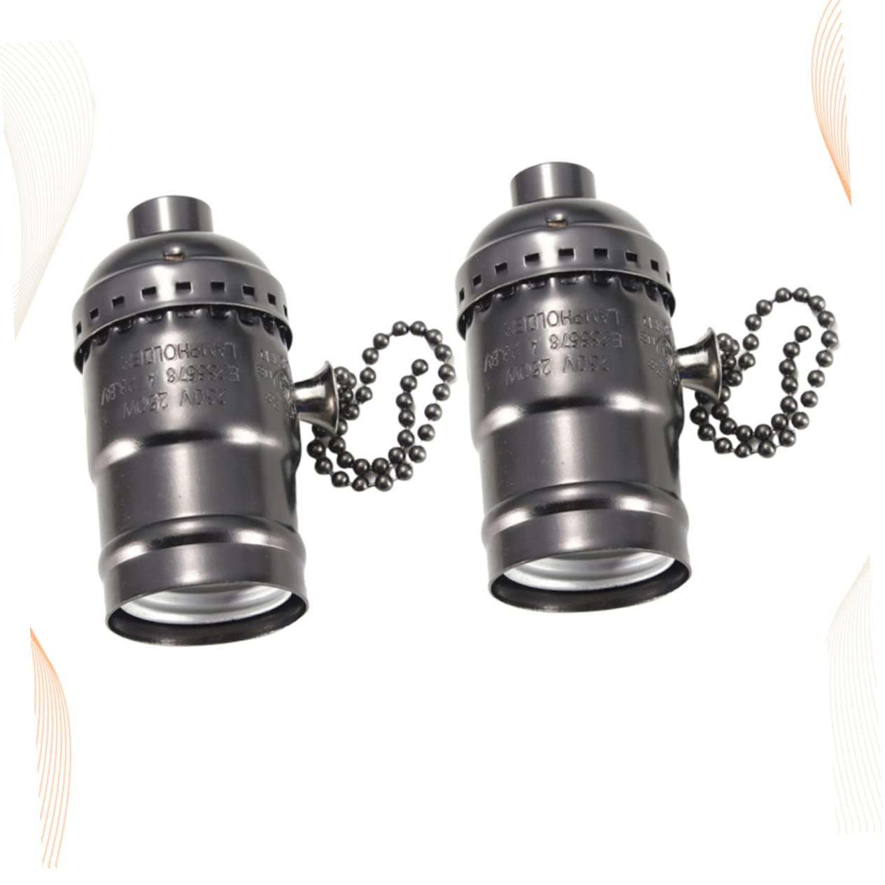 DOITOOL 3 Set Di Presa Per Luce in Alluminio Con Catena Base Per Lampada Retrò E26 Portalampada Facile Installazione Catena Nera On/off Caratteristica 3 Pezzi*3