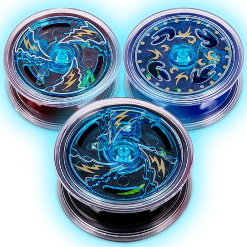 image for ArtCreativity Light Up Metal Yoyos for Kids, Set of 3, Classic Yo-Yo T