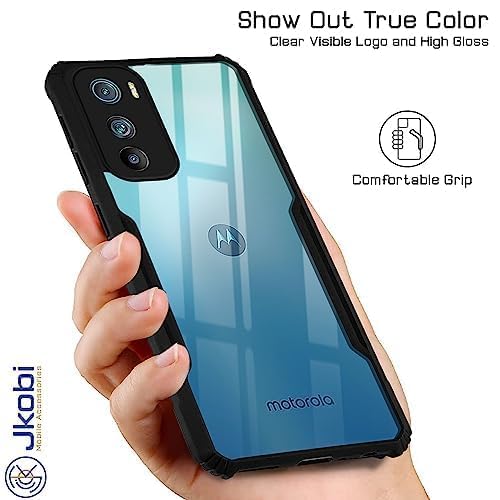 Image of Jkobi Back Cover Case for Motorola Moto Edge 30 (Polycarbonate Clear Panel with Shockproof | Professional Black)