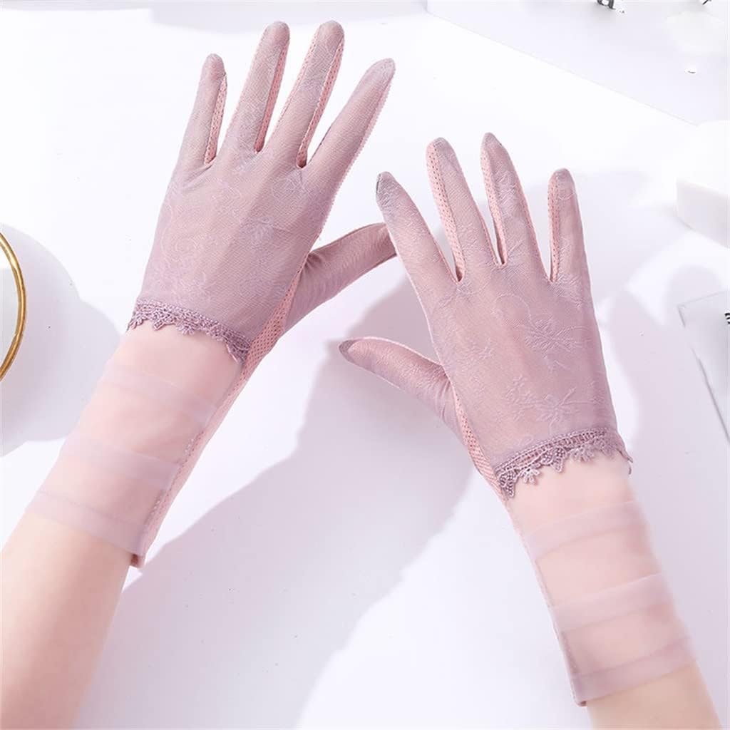 Gloves Ice Silk Driving Women's Thin Breathable Full Finger Lengthened Lace Sleeves