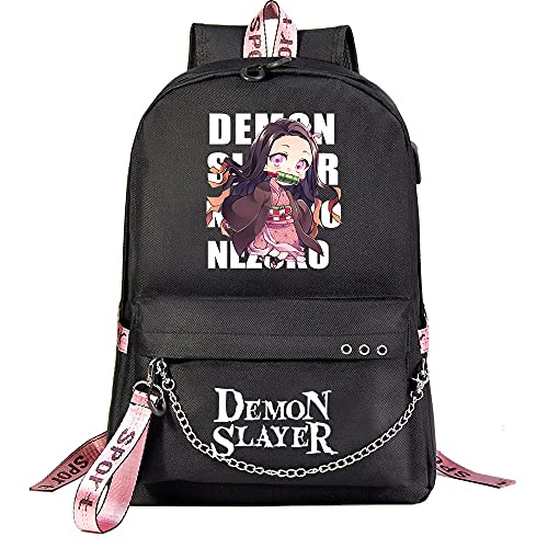 Yumenam Unisex Anime Mochila con Puerto de Carga USB Demon Slayer...